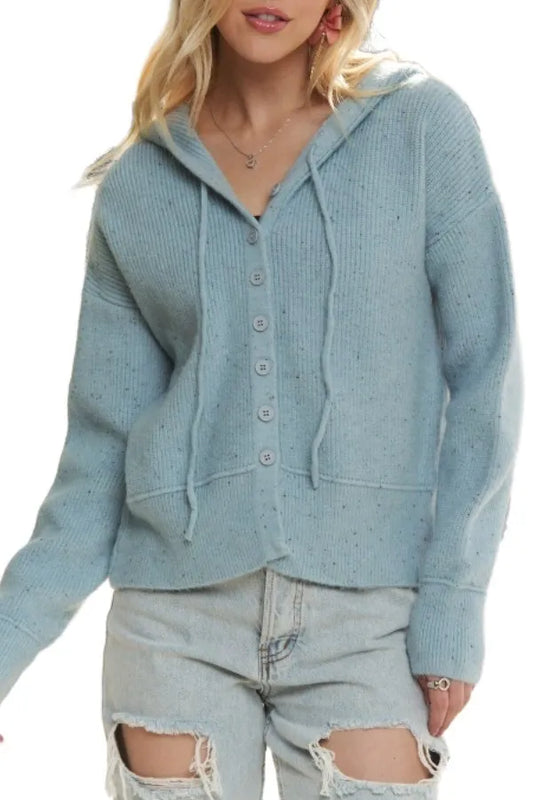 Image of ADORA Hoodie Relaxed Fit Ribbed Cuffs Sweater Cardigan | Queeble.shop