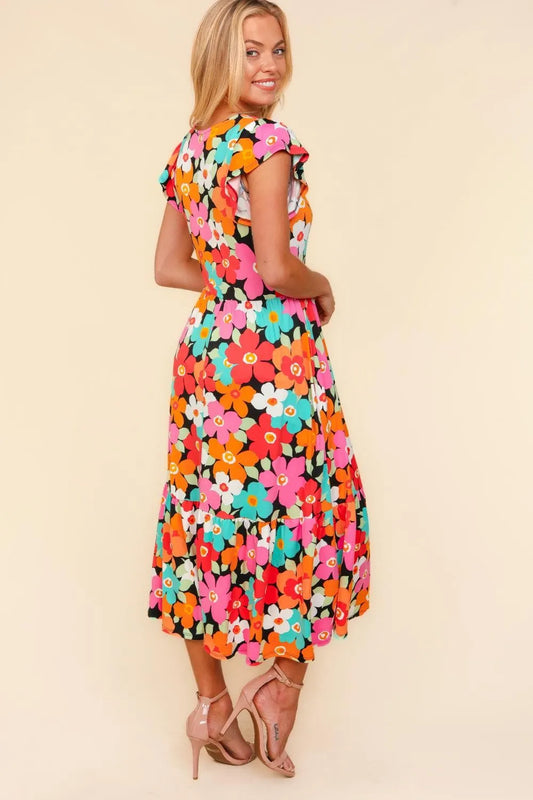Image of Haptics Floral Midi Dress with Side Pockets | Queeble.shop