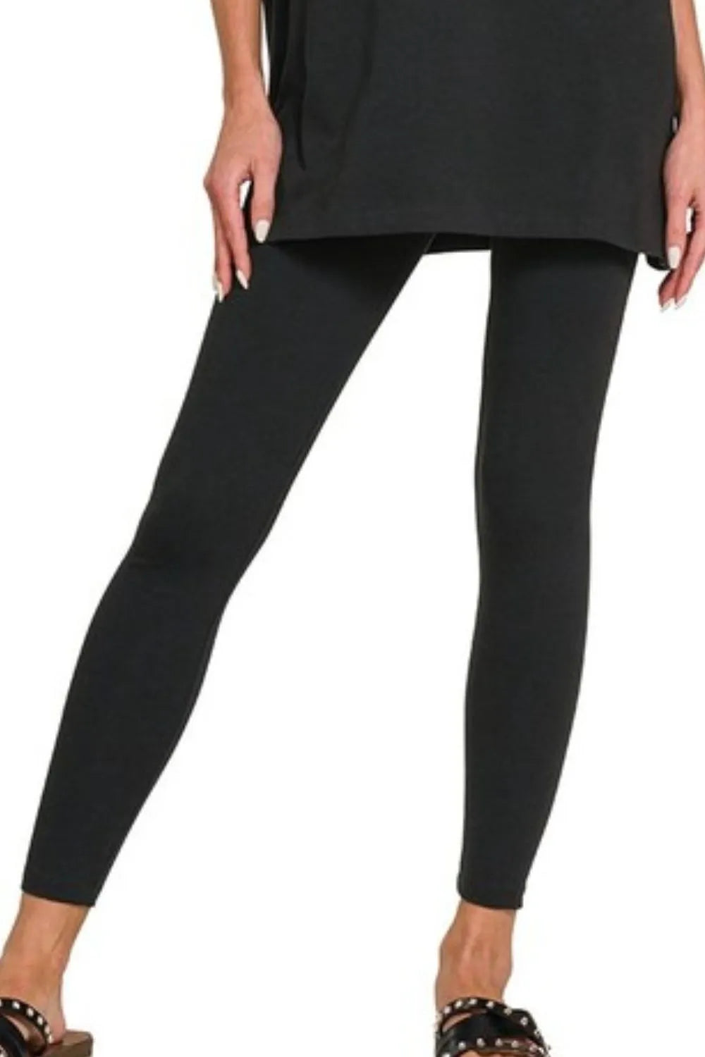 Image of Zenana Cotton Round Neck Top & Legging Set | Queeble.shop
