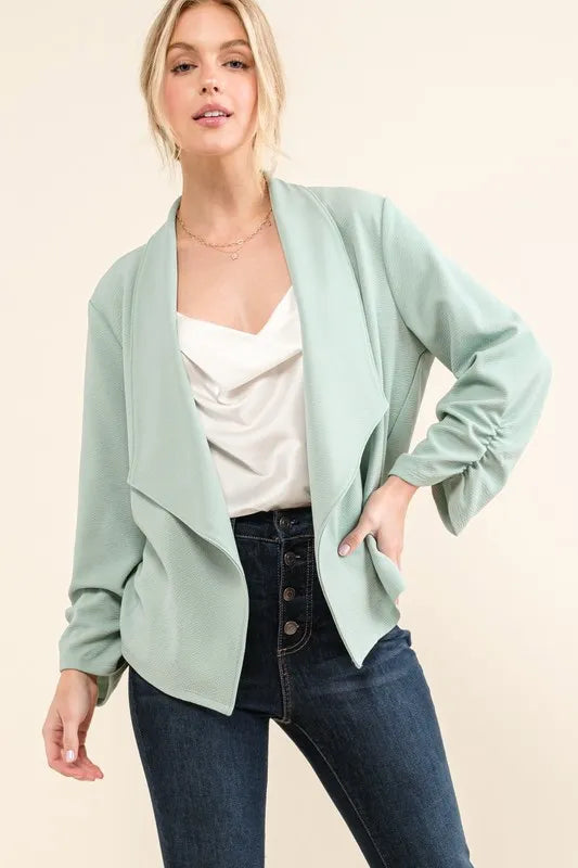 Image of And The Why Stretch Non-Wrinkled Basic Open-Front Blazer | Queeble.shop