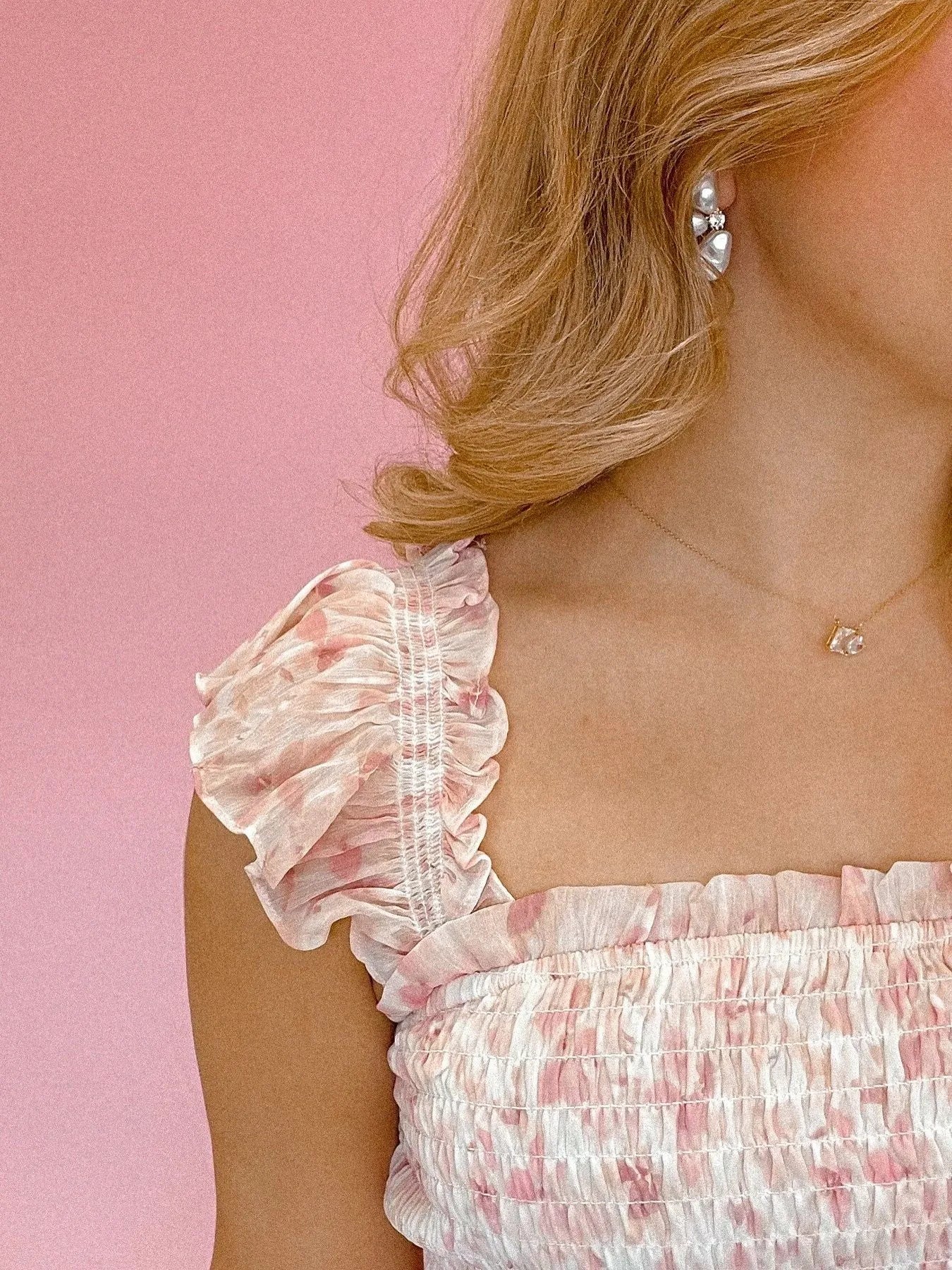Image of Smocked Ruffle Layered Floral Midi Dress | Queeble.shop