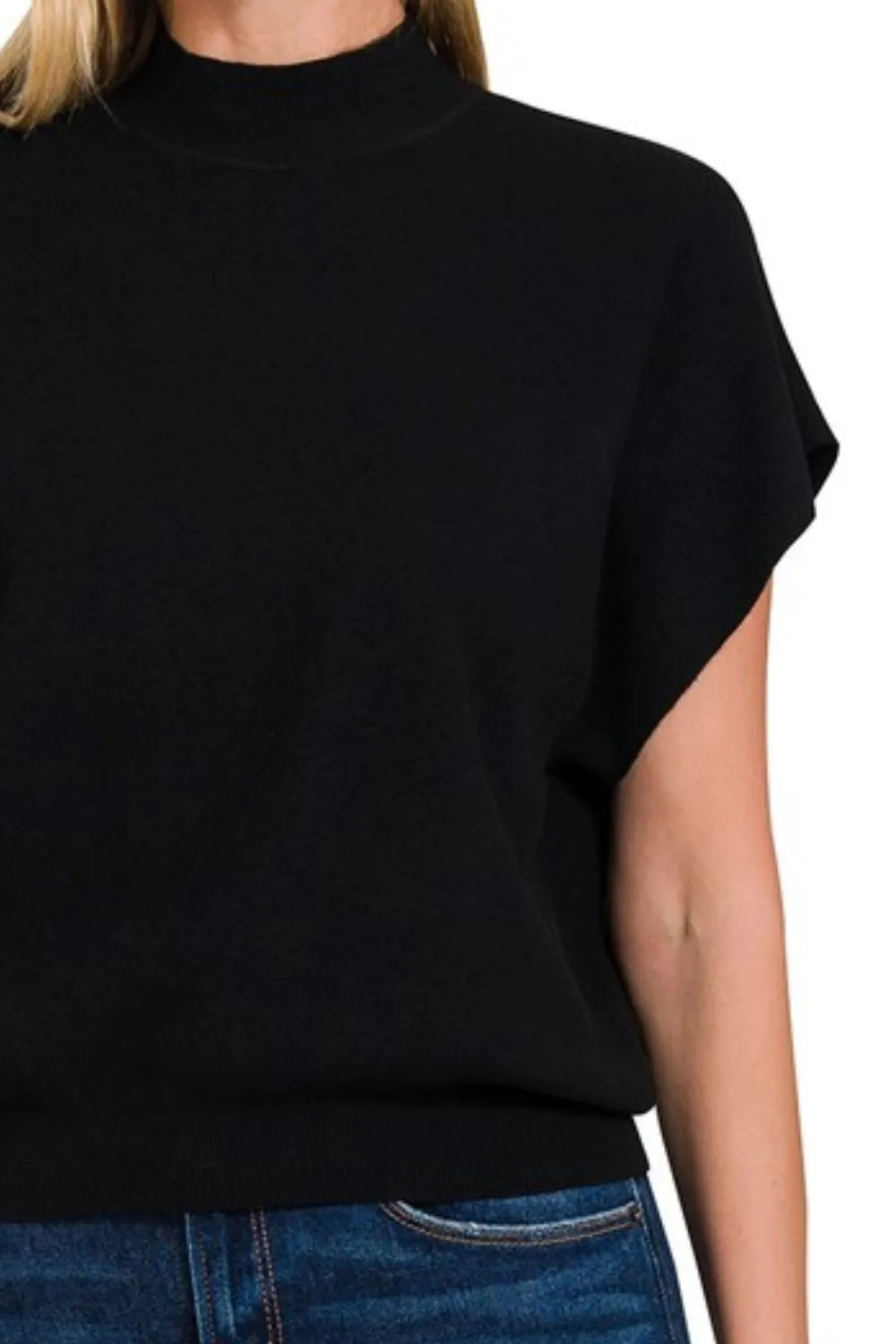 Image of Zenana Mock Neck Short Dolman Sleeve Sweater | Queeble.shop