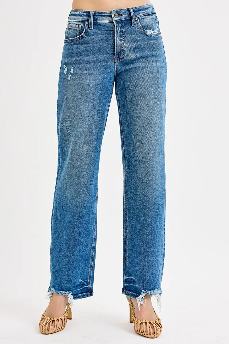 Image of RISEN Full Size Mid Rise Baggy Jeans Plus Size | Queeble.shop