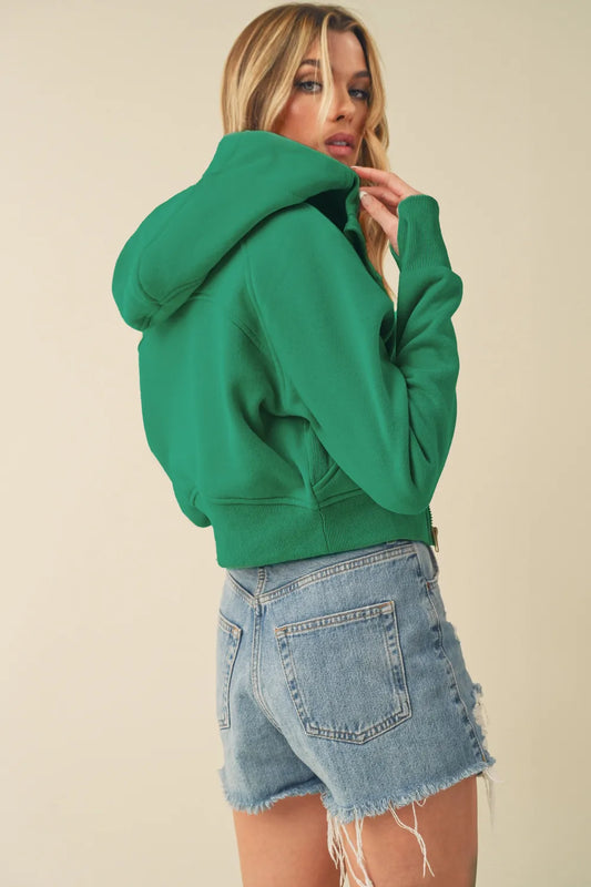 Image of Aemi + Co Zip Up Raglan Sleeve Cropped Hoodie | Queeble.shop