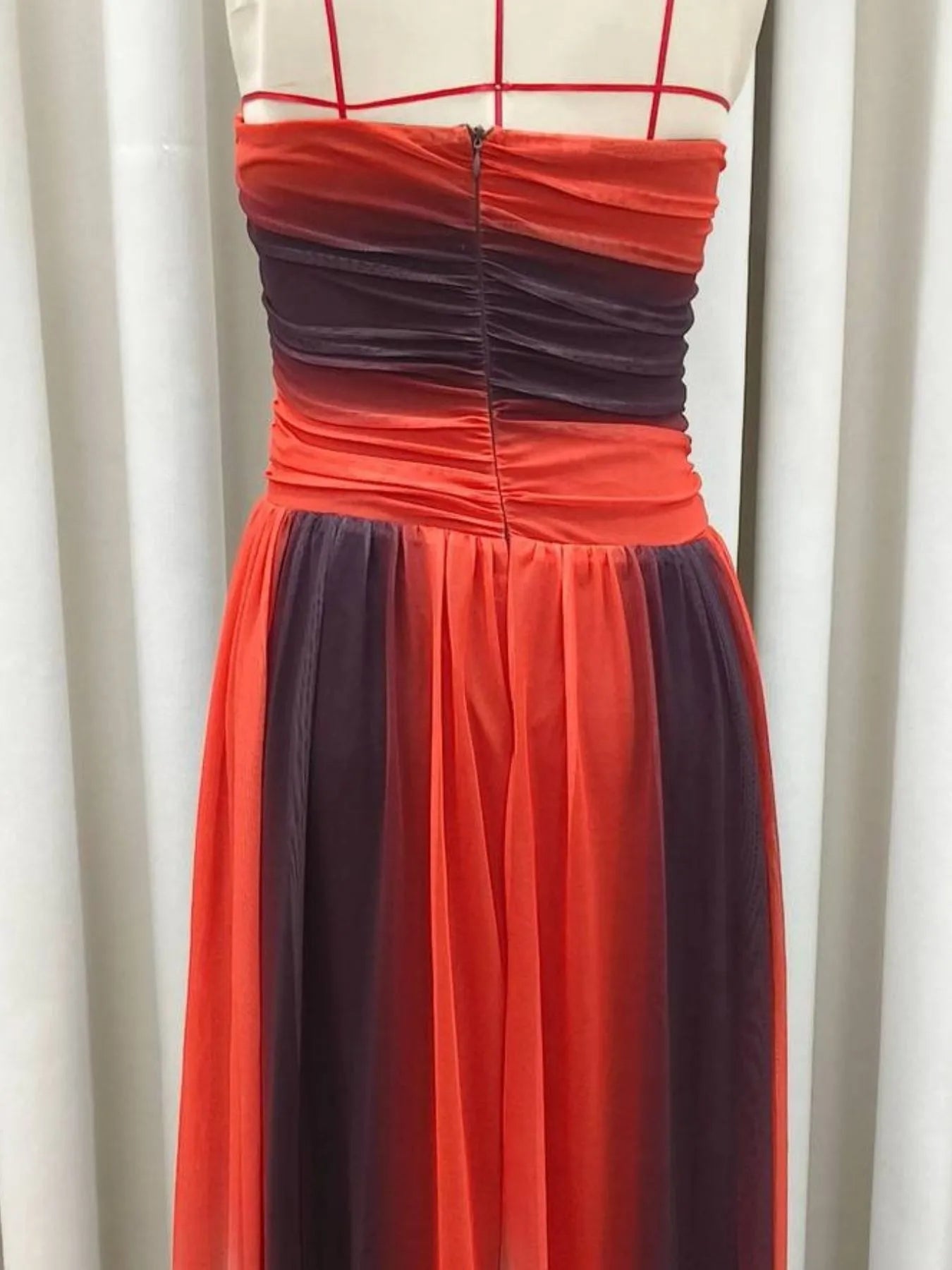 Image of Strapless Cut-Out Rainbow Gradient Maxi Dress | Queeble.shop