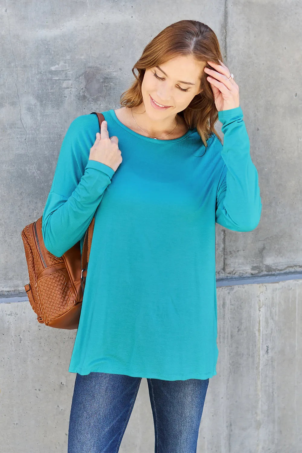 Image of Basic Bae Full Size Round Neck Dropped Shoulder T-Shirt | Queeble.shop