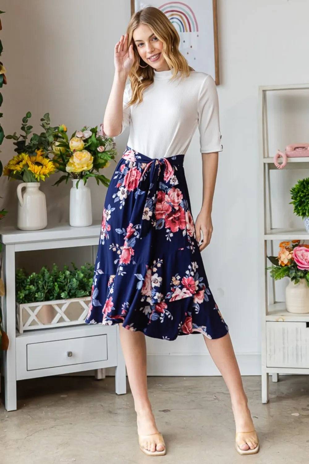 Image of Reborn J Floral Wrap Ruffled Dress | Queeble.shop