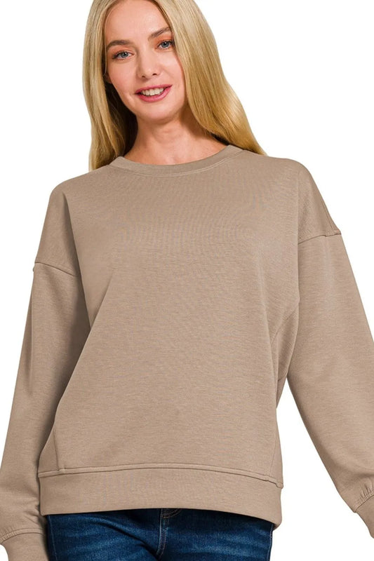 Image of Zenana Scuba Round-neck Sweatshirts | Queeble.shop