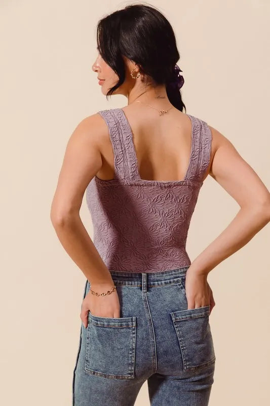 Image of SO ME Floral Jacquard Seamless Tank Top | Queeble.shop