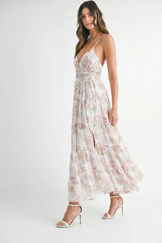 Image of MABLE Floral Print Tiered Cami Maxi Dress | Queeble.shop
