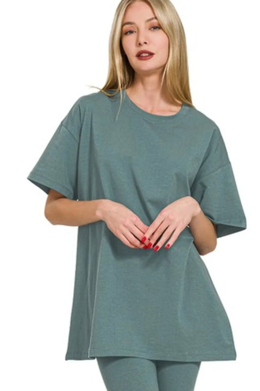 Image of Zenana Cotton Round Neck Top & Legging Set | Queeble.shop