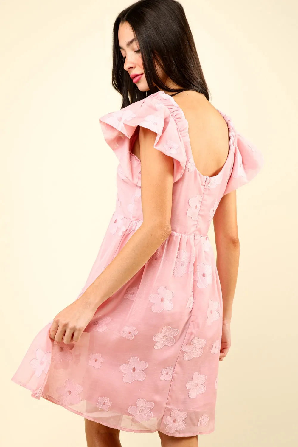 Image of VERY J Flower Embroidered Organza Mini Dress | Queeble.shop