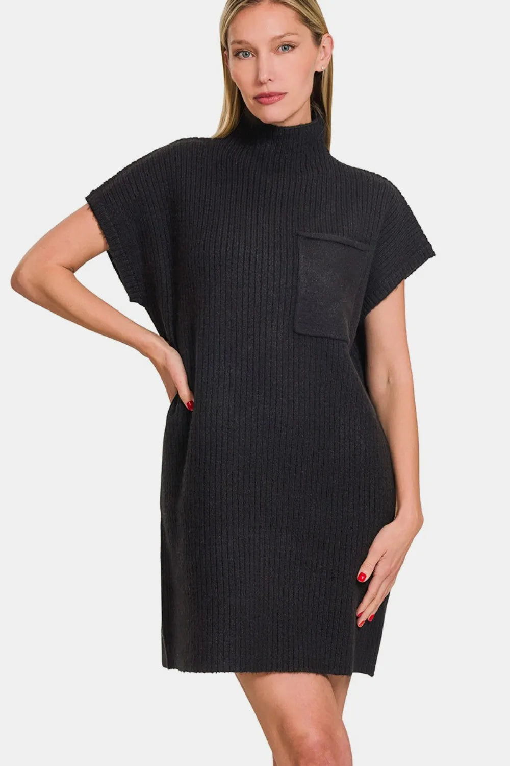 Image of Zenana Short Sleeve Sweater Mini Dress | Queeble.shop