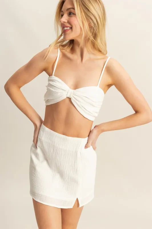 Image of HYFVE Ruched Bra Top and Mini Skirt Set | Queeble.shop