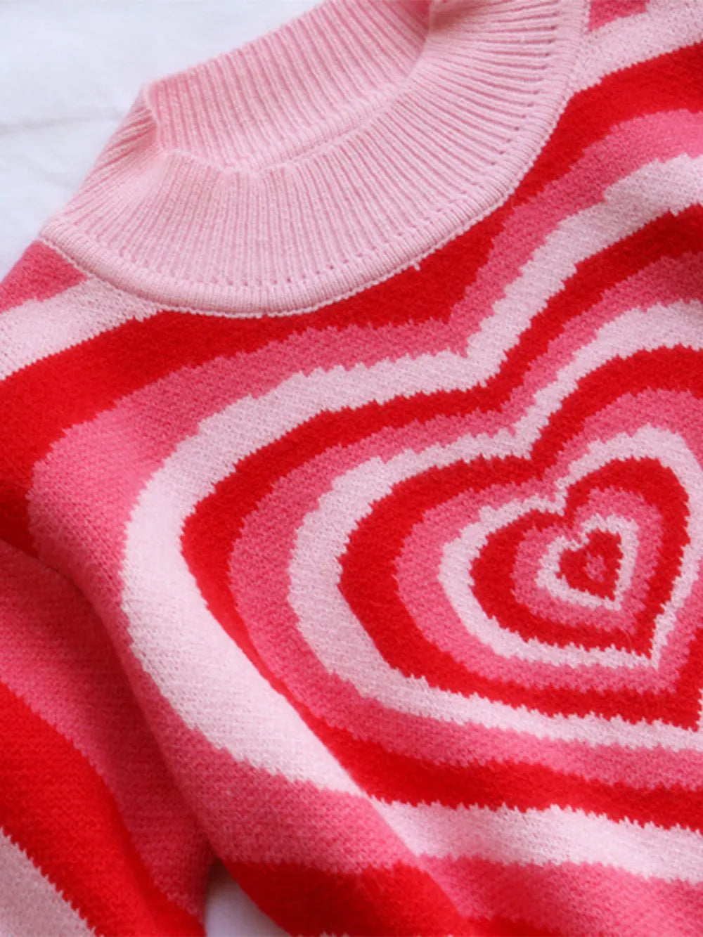 Image of Heart Mock Neck Long Sleeve Sweater | Queeble.shop