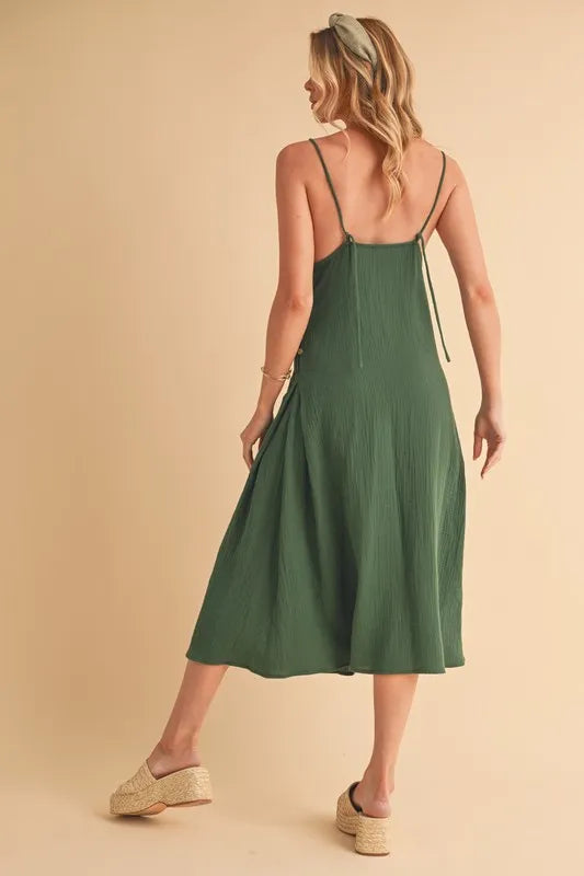 Image of Aemi+Co Side Button Midi Cami Dress | Queeble.shop