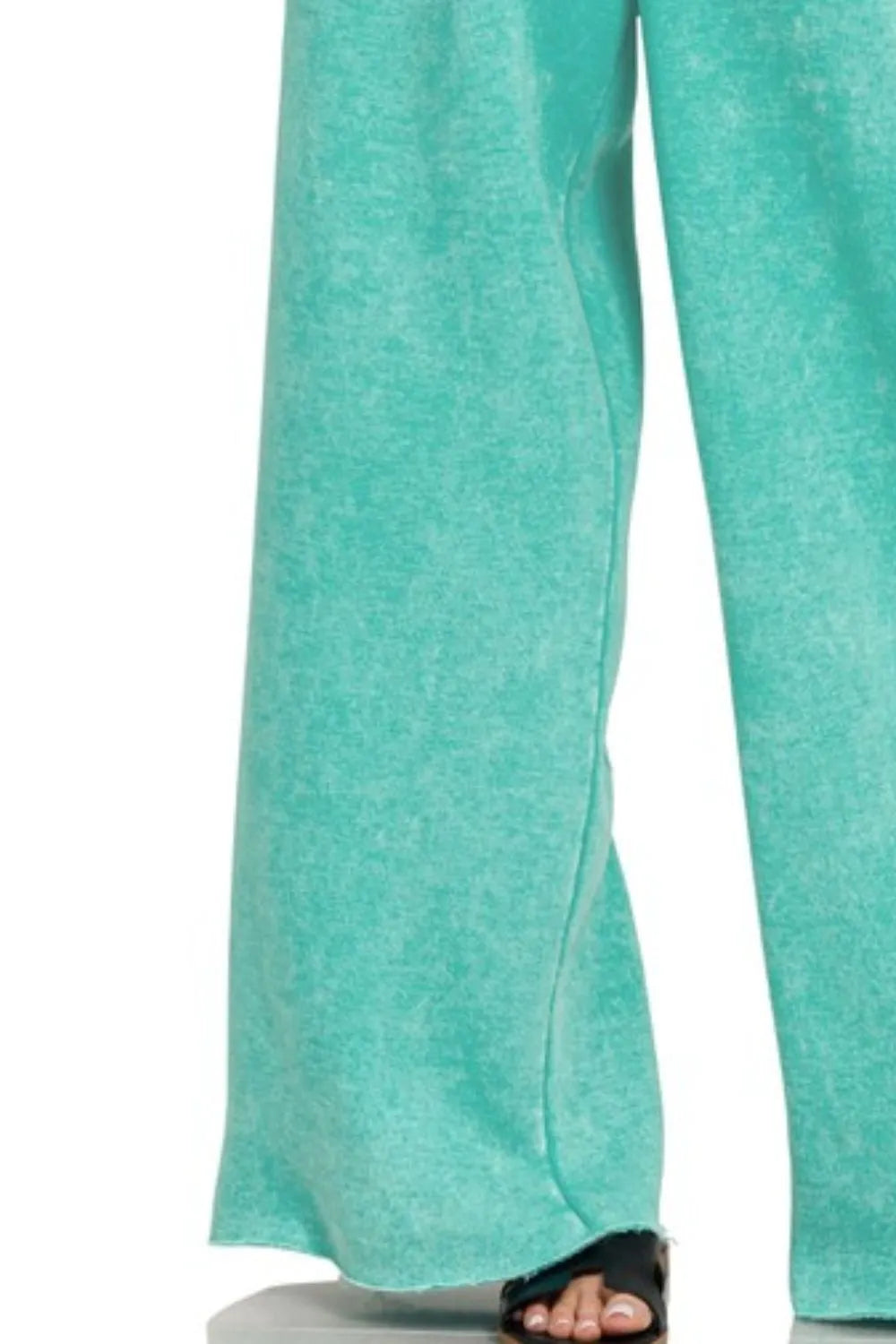 Image of Zenana Acid Wash Fleece Palazzo Sweatpants with Pockets | Queeble.shop