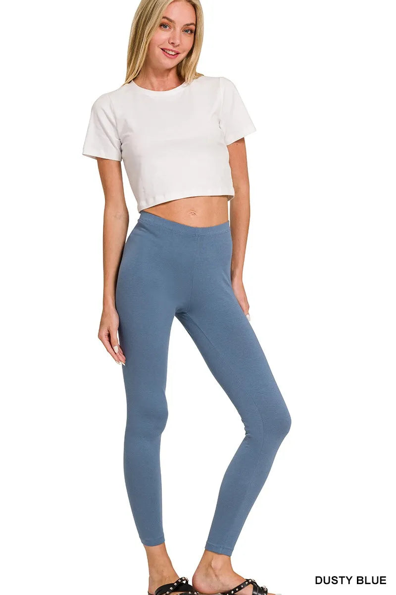 Image of Zenana Cotton Round Neck Top & Legging Set | Queeble.shop