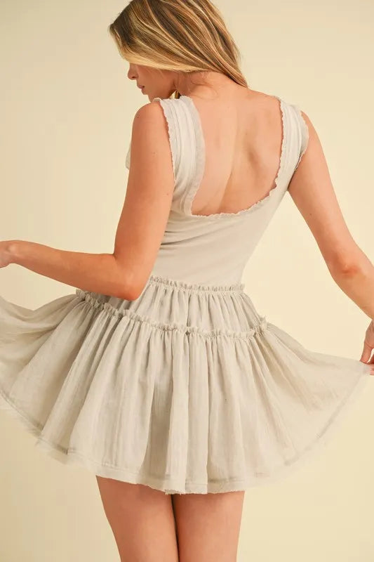 Image of Aemi+Co Frill Sleeveless Drop Waist Mini Dress | Queeble.shop