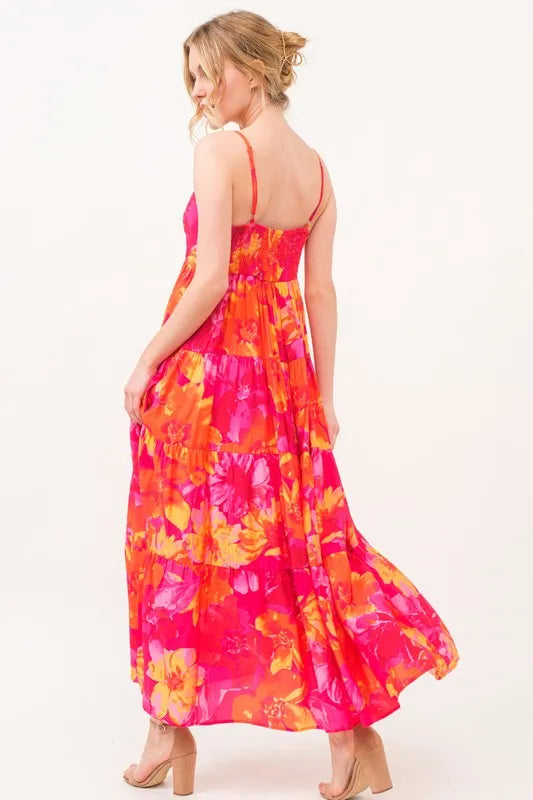 Image of And The Why Floral Tiered Maxi Cami Dress with Pockets | Queeble.shop
