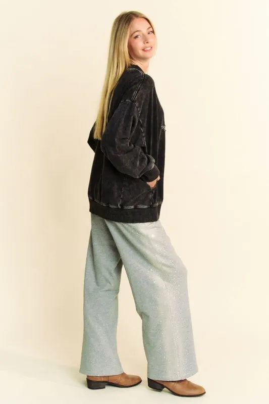 Image of Davi & Dani Stud Star Patch Acid Washed Sweatshirt | Queeble.shop