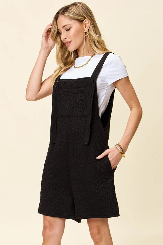 Image of Double Take Full Size Texture Square Neck Romper | Queeble.shop