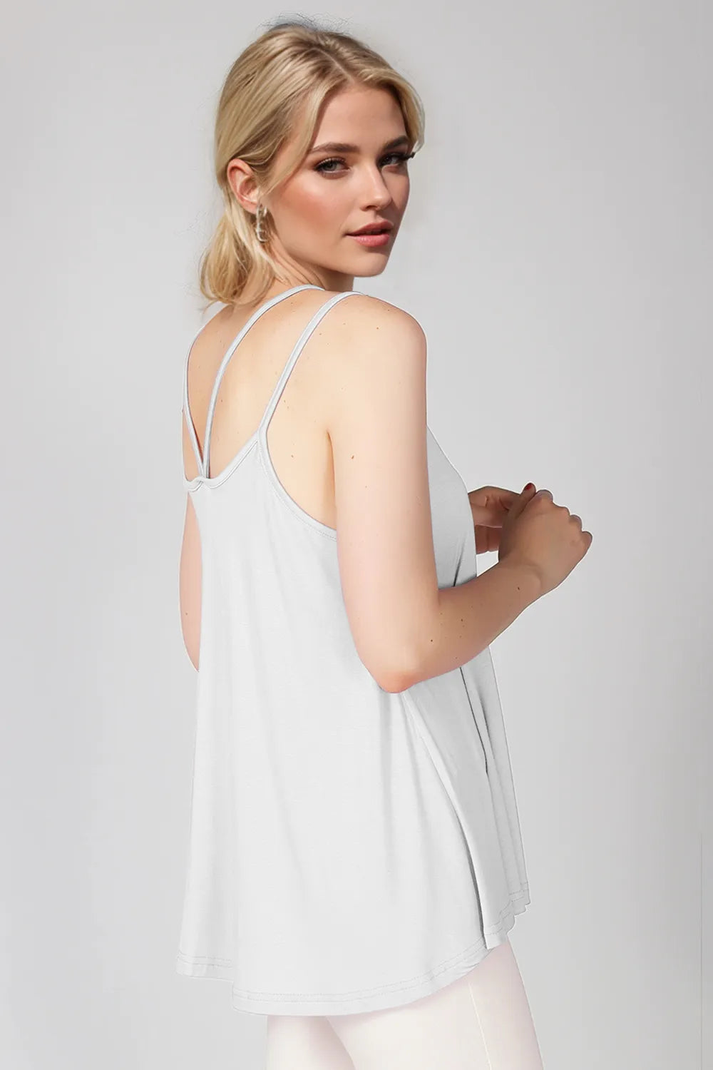 Image of Basic Bae Bamboo Scoop Neck Double Spaghetti Straps Cami | Queeble.shop