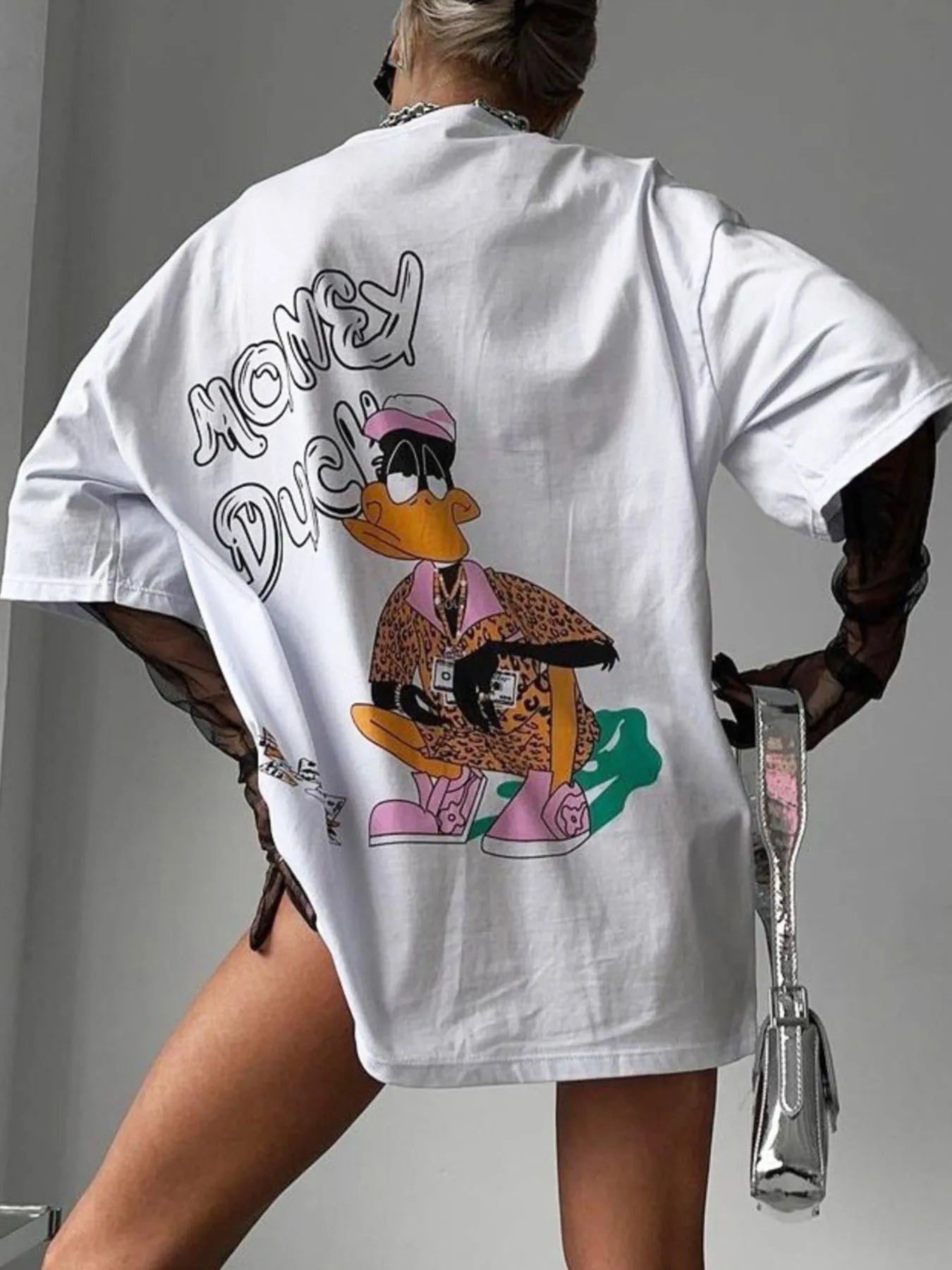 Image of Graphic Oversized Round Neck T-Shirt | Queeble.shop