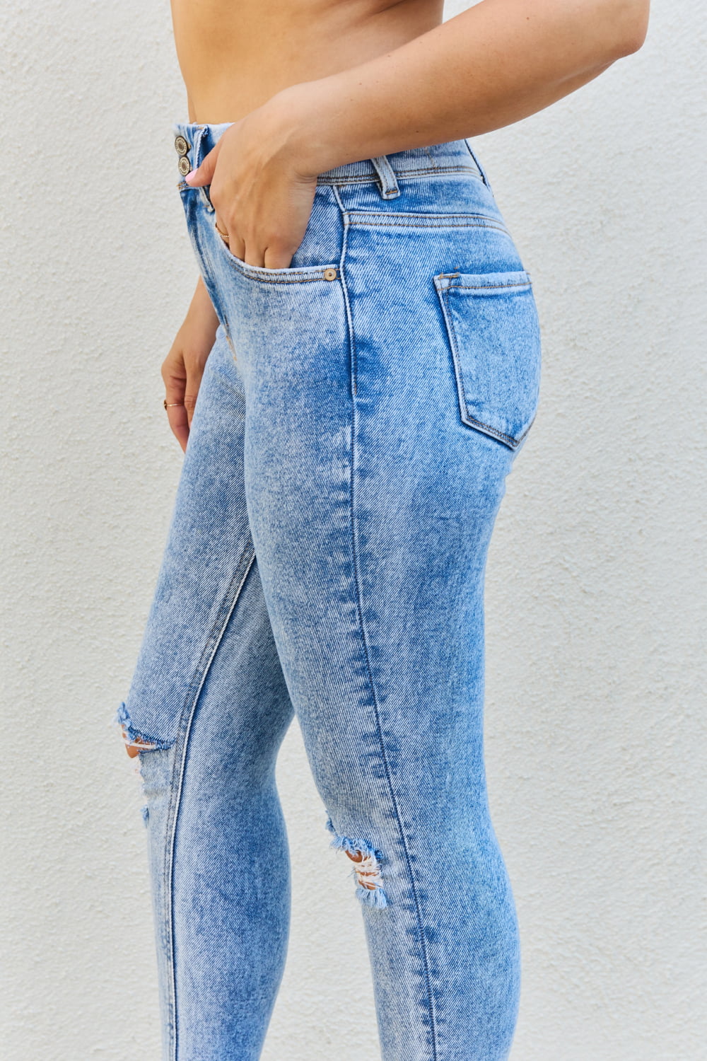 Image of Kancan Emma Full size High Rise Distressed Skinny Jeans | Queeble.shop