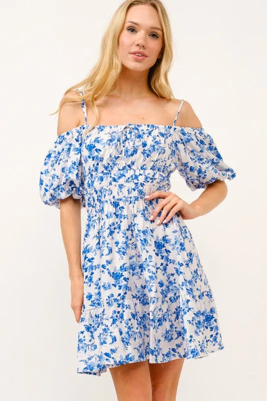 Image of And The Why Off Shoulder Bubble Sleeve Dress | Queeble.shop