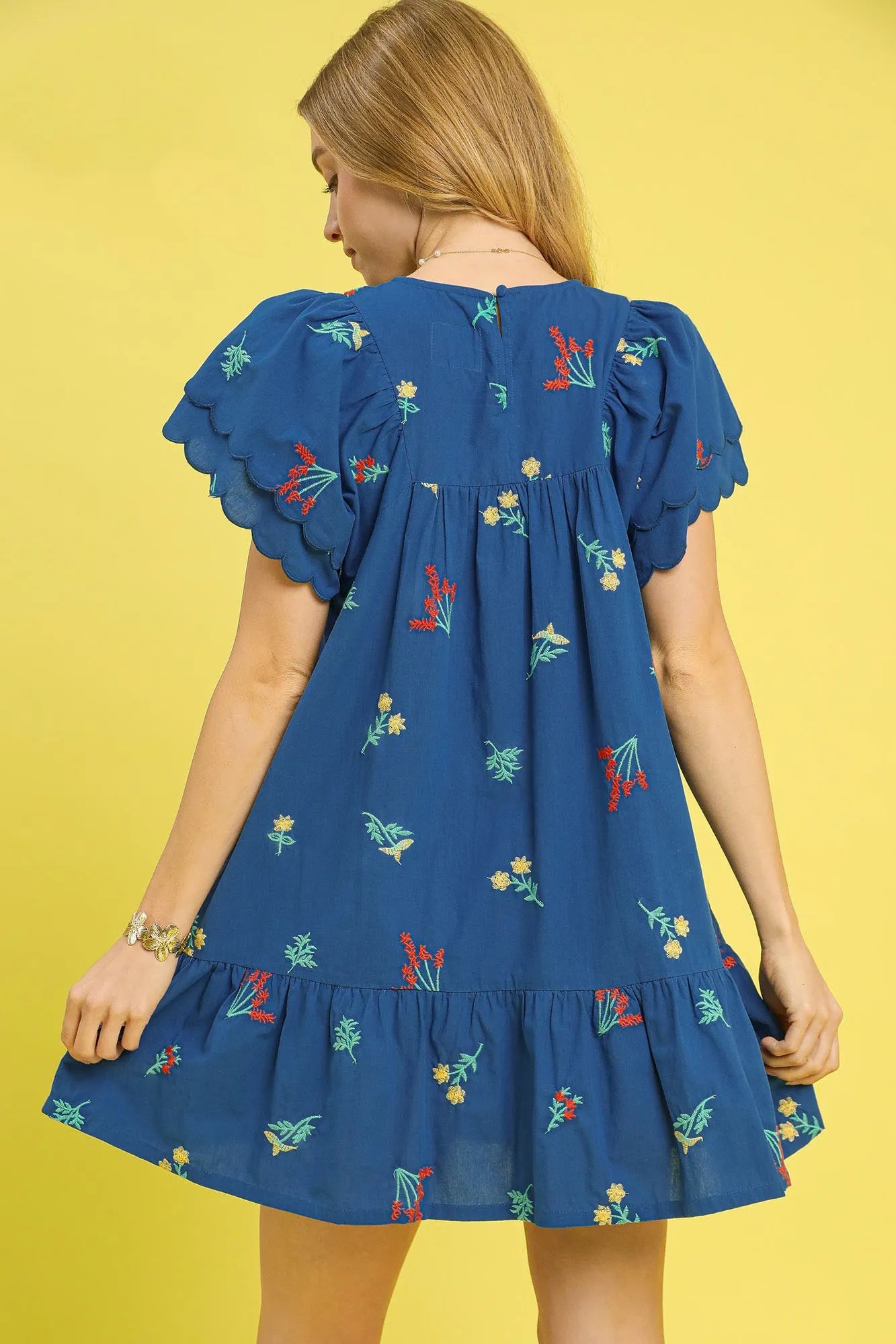 Image of Umgee Floral Embroidered Short Sleeve Mini Dress | Queeble.shop