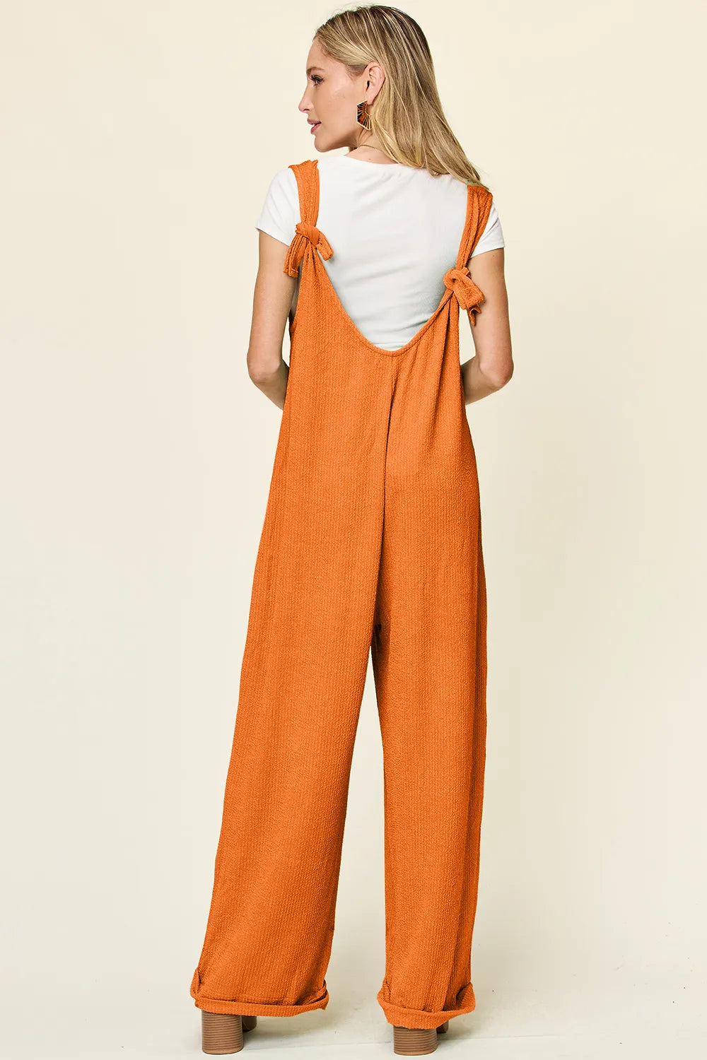 Image of Double Take Full Size Texture Sleeveless Wide Leg Jumpsuit | Queeble.shop