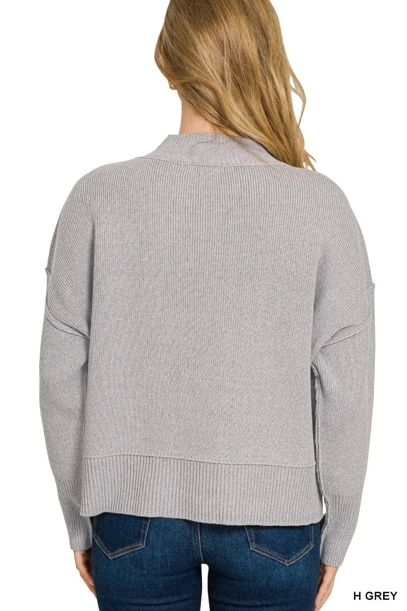 Image of Zenana Wide Neck Band Drop Shoulder Sweater | Queeble.shop