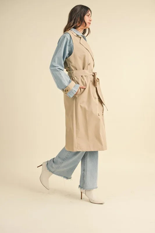 Image of MABLE Layered Look Trench Coat With Denim Jacket | Queeble.shop
