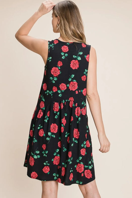 Image of BOMBOM Floral Ruched Tank Dress | Queeble.shop