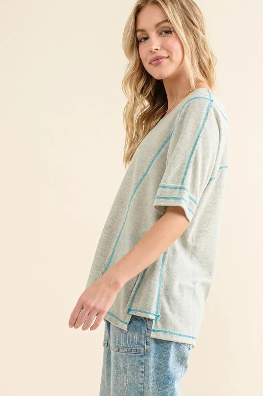 Image of And The Why Reversed Stitch Basic T Shirt | Queeble.shop