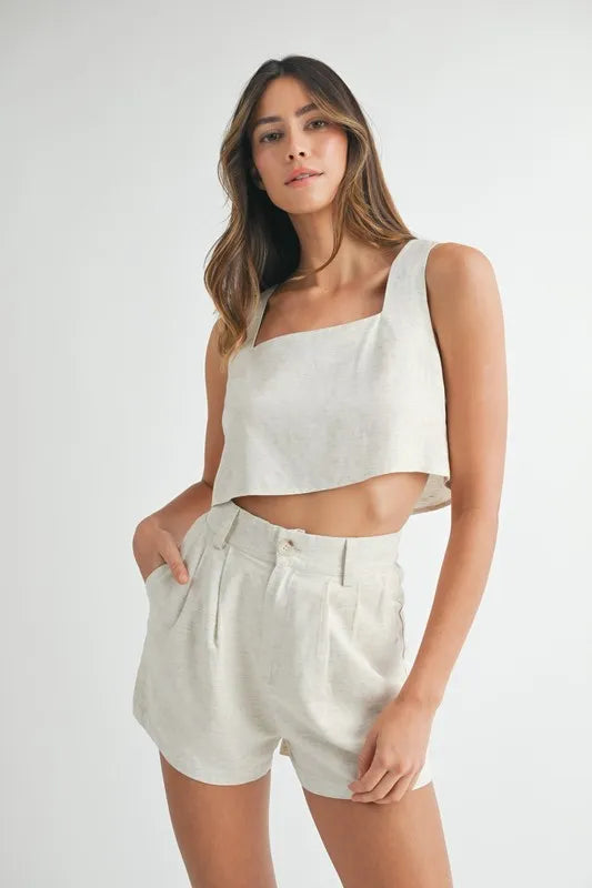 Image of MABLE Sleeveless Crop Top and Shorts Set | Queeble.shop