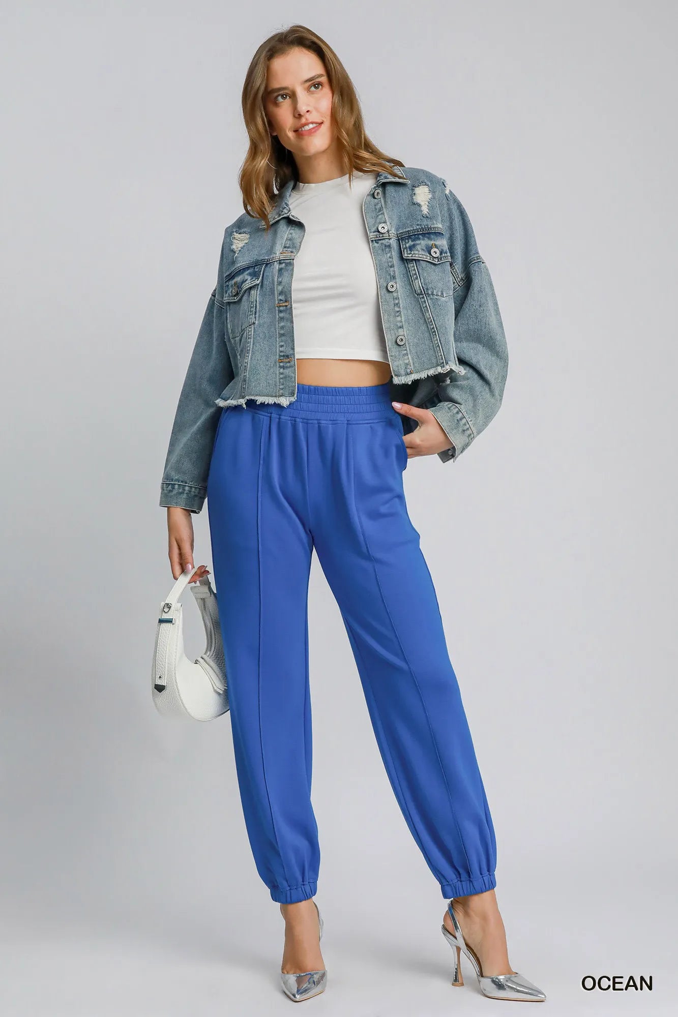 Image of Umgee Drawstring Jogger Pants with Front Seam Detail | Queeble.shop