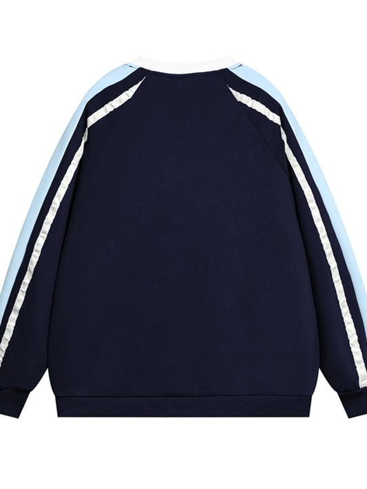 Image of Men's Letter Striped Raglan Sleeve Sweatshirt | Queeble.shop