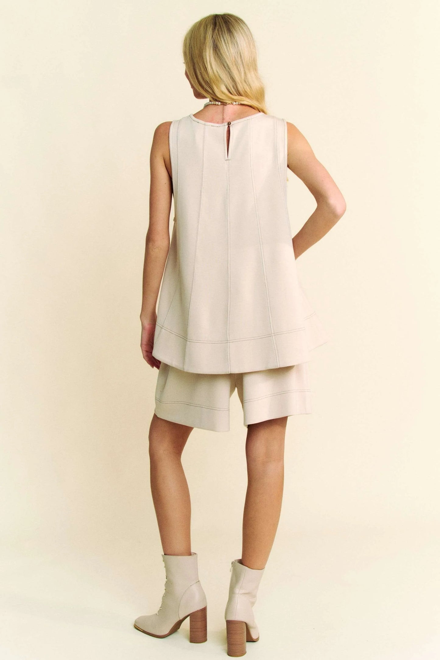 Image of Davi & Dani Contrast Seam Top and Short Set | Queeble.shop