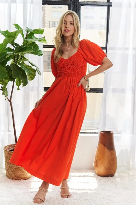 Image of ADORA Popcorn Smocked Puff Sleeve Dress | Queeble.shop