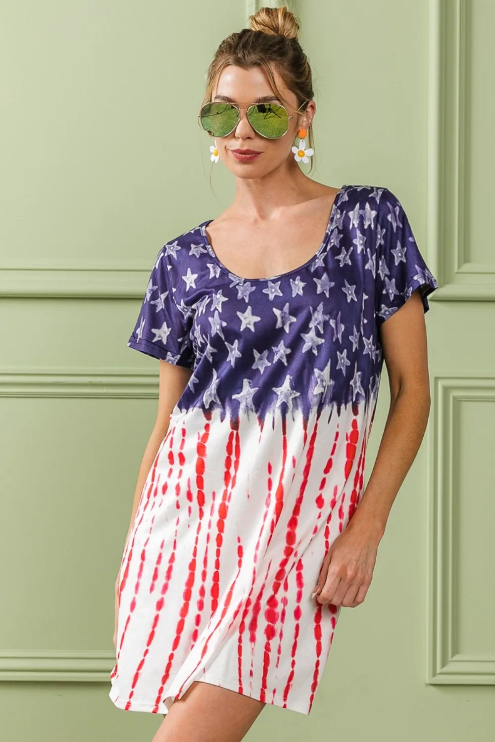 Image of BiBi American Flag Theme Tee Dress | Queeble.shop