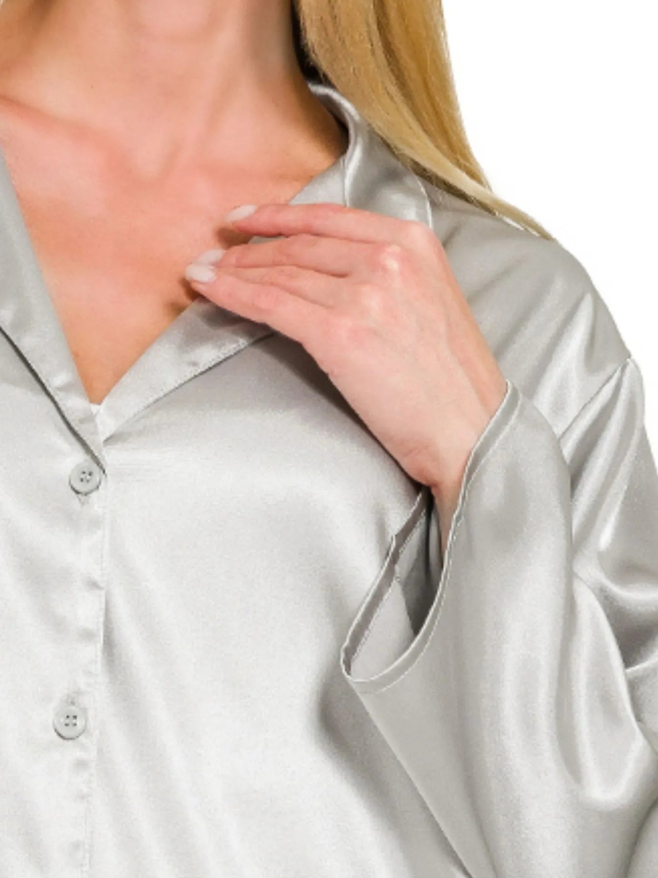 Image of Zenana Satin Button Down Shirt | Queeble.shop