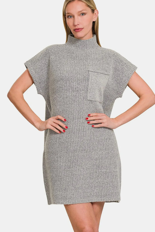 Image of Zenana Short Sleeve Sweater Mini Dress | Queeble.shop