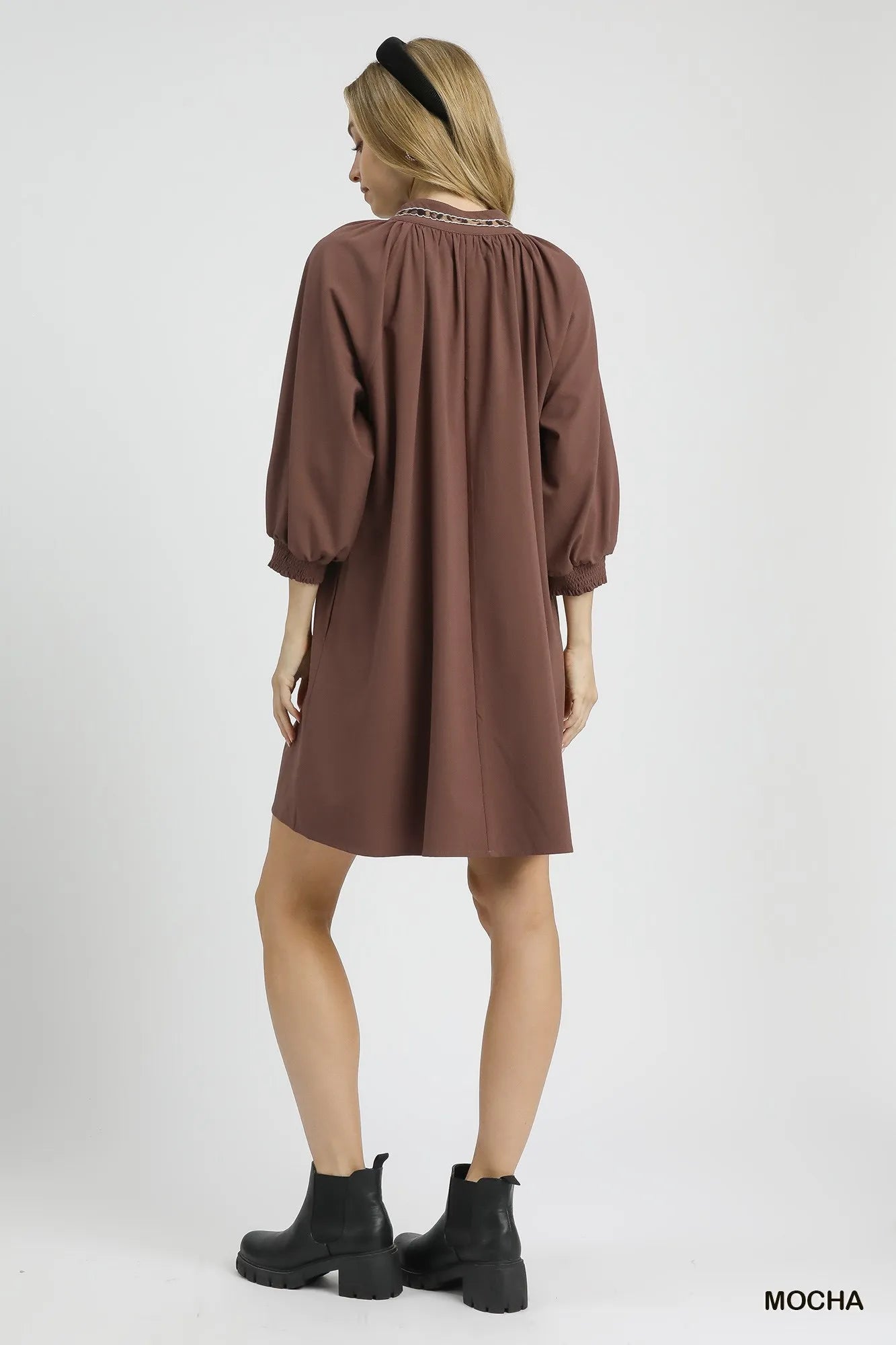 Image of Umgee Notched Shift Dress with Trim Detail | Queeble.shop