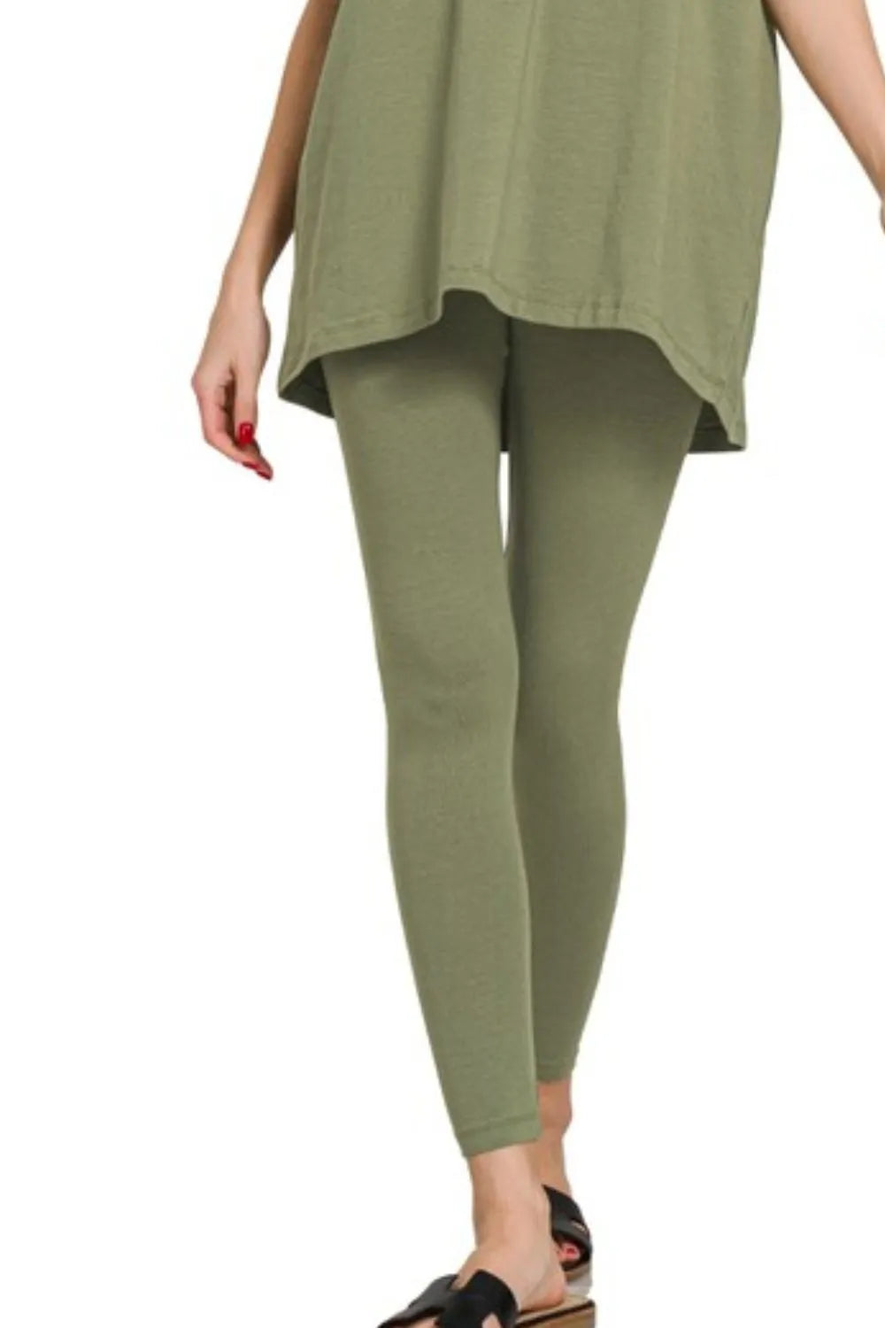 Image of Zenana Cotton Round Neck Top & Legging Set | Queeble.shop