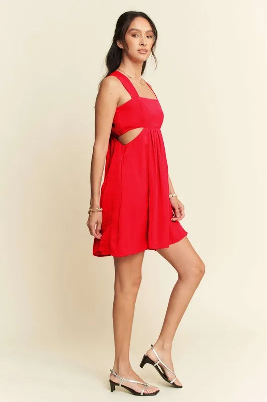Image of Davi & Dani Washed Satin Cutout Skirt Bandeau Mini Dress | Queeble.shop
