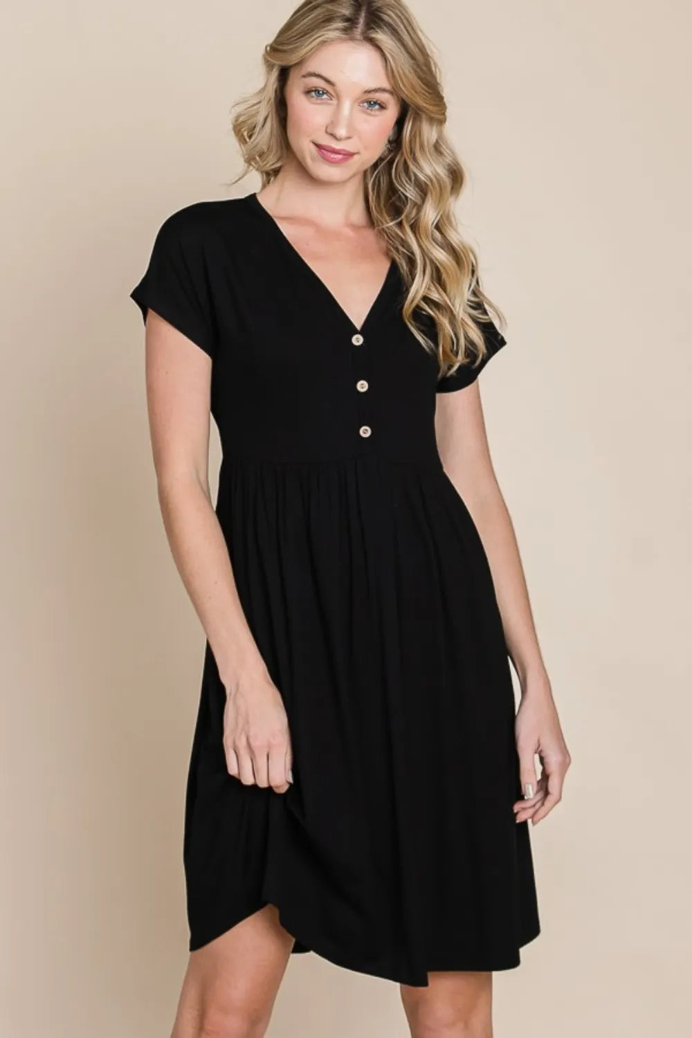 Image of BOMBOM V-Neck Short Sleeve Dress | Queeble.shop