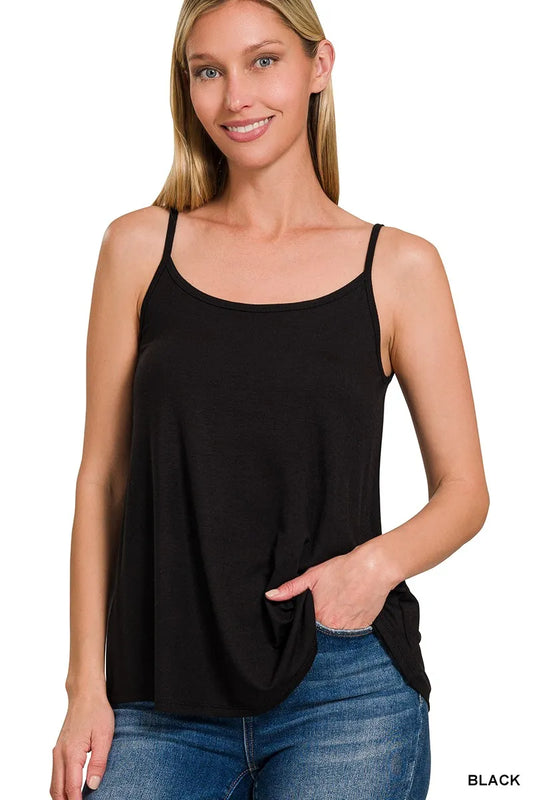 Image of Zenana Two-Way V and Scoop Neck Reversible Spaghetti Cami | Queeble.shop