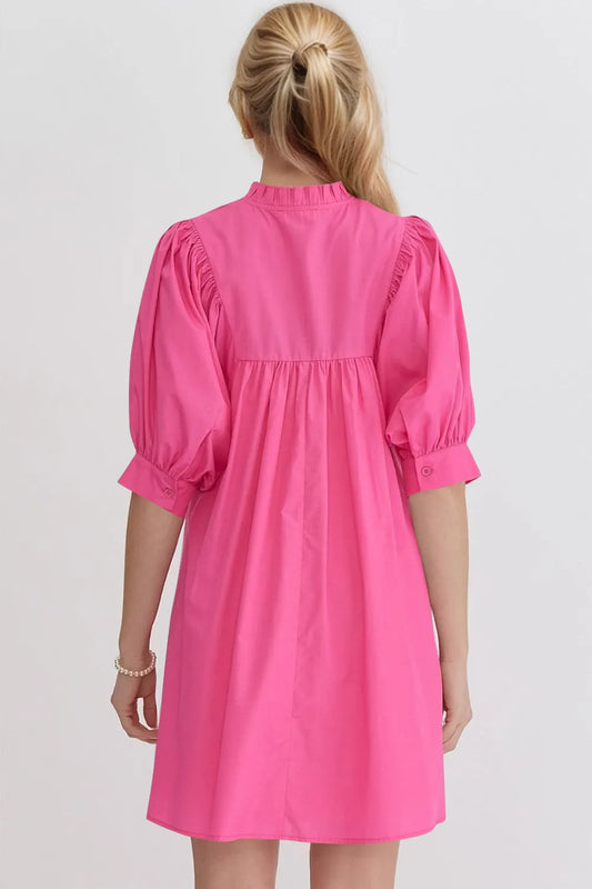 Image of Oh Frill Notched Puff Sleeve Babydoll Mini Dress | Queeble.shop